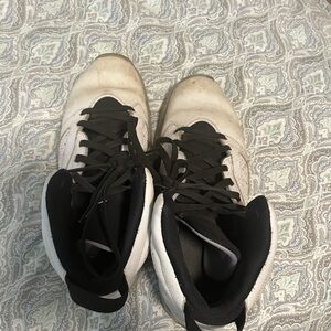 White and Black High-Top Sneakers